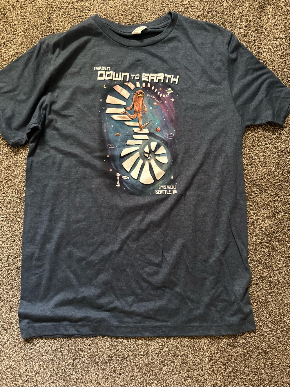 Down to Earth Graphic Tee - Navy with Multicolor Print